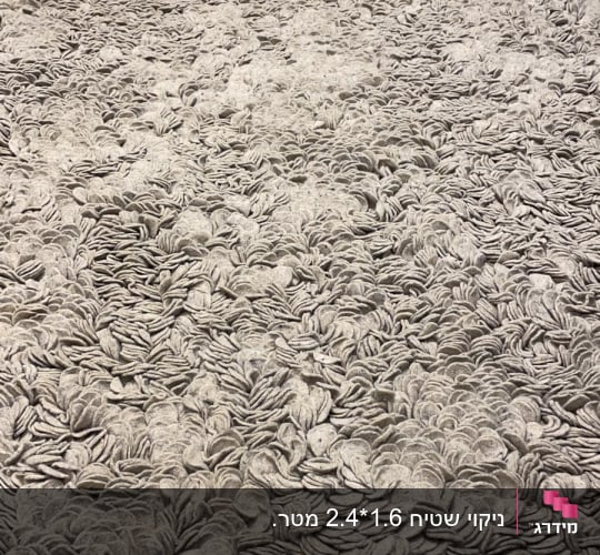 שואב אבק על שטיח אפור עם דוגמה